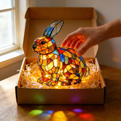 Hoeurva üvegmozaik lámpa erdei nyuszi stílusban 🐰✨
