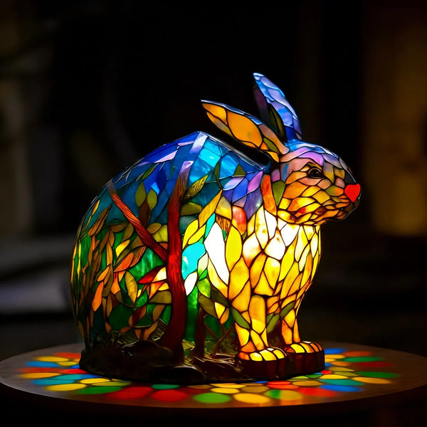 Hoeurva üvegmozaik lámpa erdei nyuszi stílusban 🐰✨