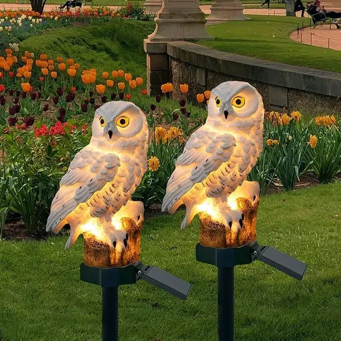 Szolár kerti világítás gyepre 🌿 | IP65 védettségű kültéri szolár járdavilágítás, bagoly alakú 🦉✨