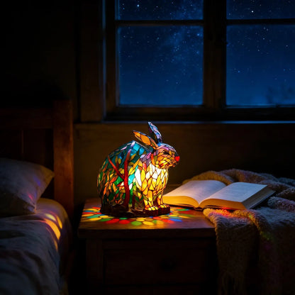 Hoeurva üvegmozaik lámpa erdei nyuszi stílusban 🐰✨