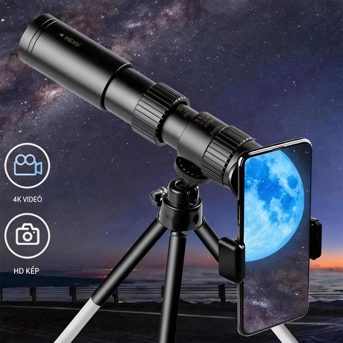 10–300× zoom HD hordozható, nagy teljesítményű távcső hosszú távú megfigyeléshez, kifejezetten égitestek és csillagképek megfigyelésére tervezve