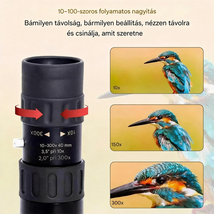 10–300× zoom HD hordozható, nagy teljesítményű távcső hosszú távú megfigyeléshez, kifejezetten égitestek és csillagképek megfigyelésére tervezve