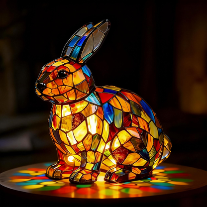 Hoeurva üvegmozaik lámpa erdei nyuszi stílusban 🐰✨