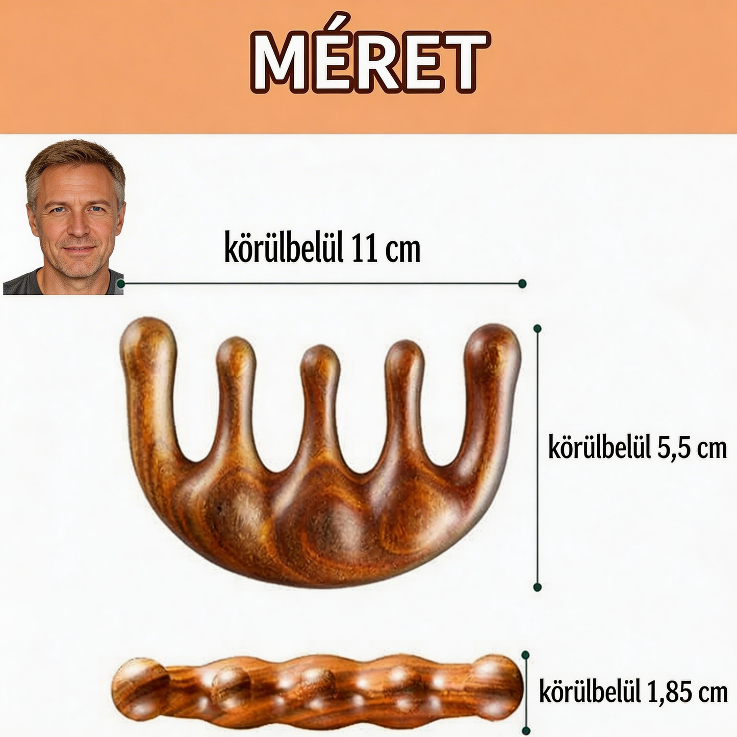 Természetes szantálfa masszírozó fésű 🌿 – támogatja az energiaáramlást és segít enyhíteni a fejfájást