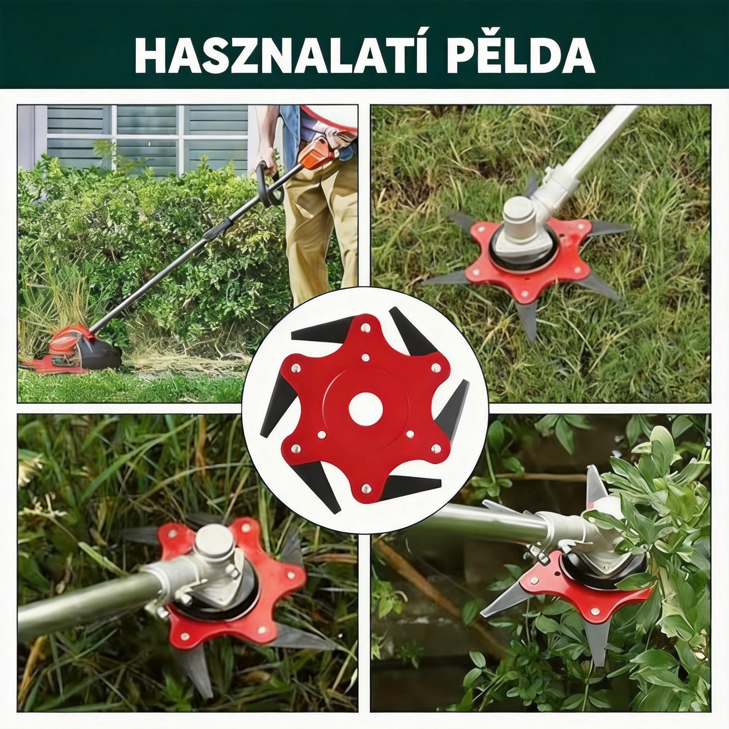 Megerősített és tartós univerzális 6 pengés fűnyíró kés🔥 erős fű- és bozótvágás, éles és hatékony 💪