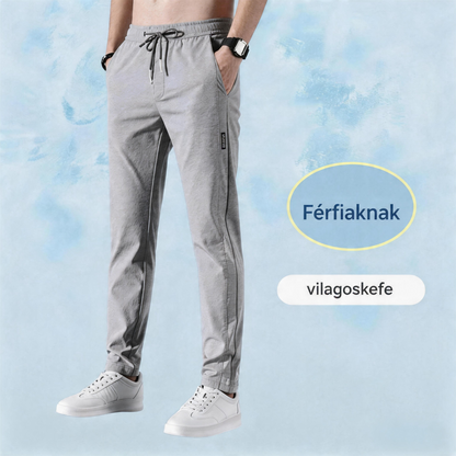 Ideális nagy méretű jégselyem nadrág — kényelmes, nem szorít, egész napos viseletre idősebb férfiaknak!