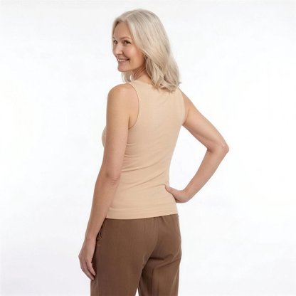 ✨ Női karcsúsított ujjatlan felső beépített melltartóval – egész napos kényelem, melltartó nélkül 👚 (🔥 Limitált ideig 50% kedvezmény)